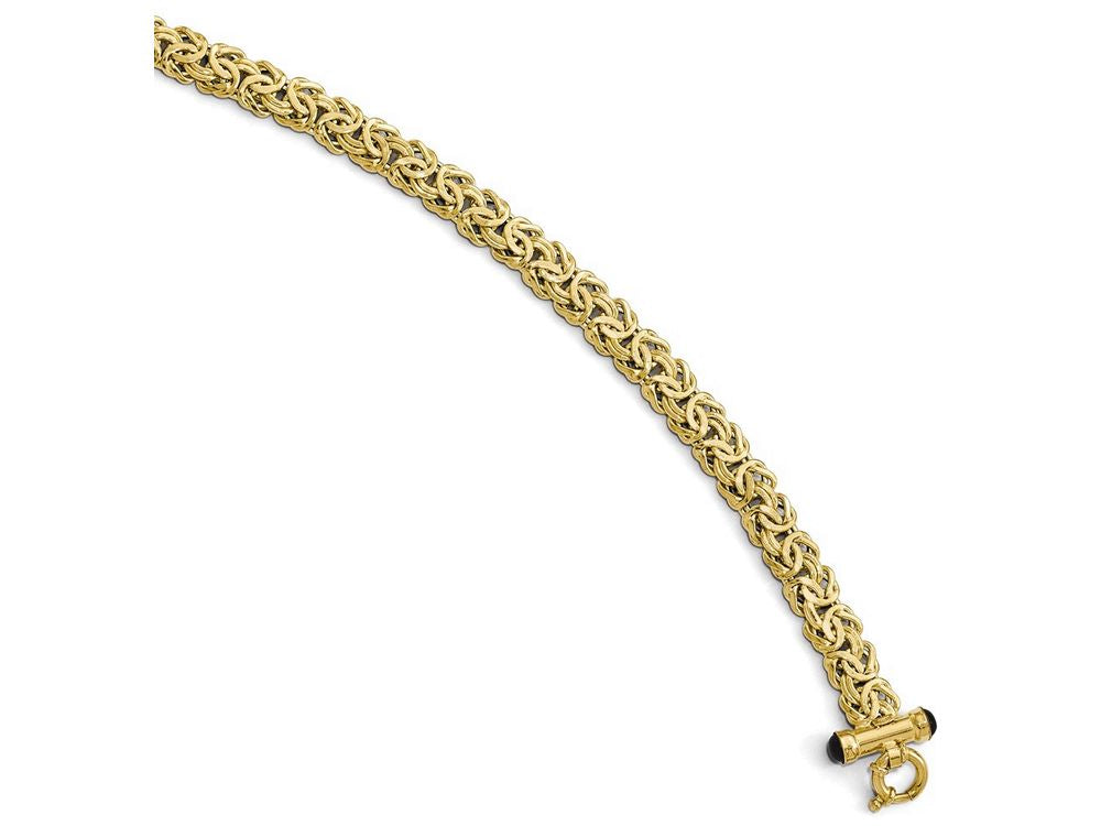 FJC Finejewelers 14k Yellow Gold Polished Fancy Link With Black Onyx Toggle Bracelet