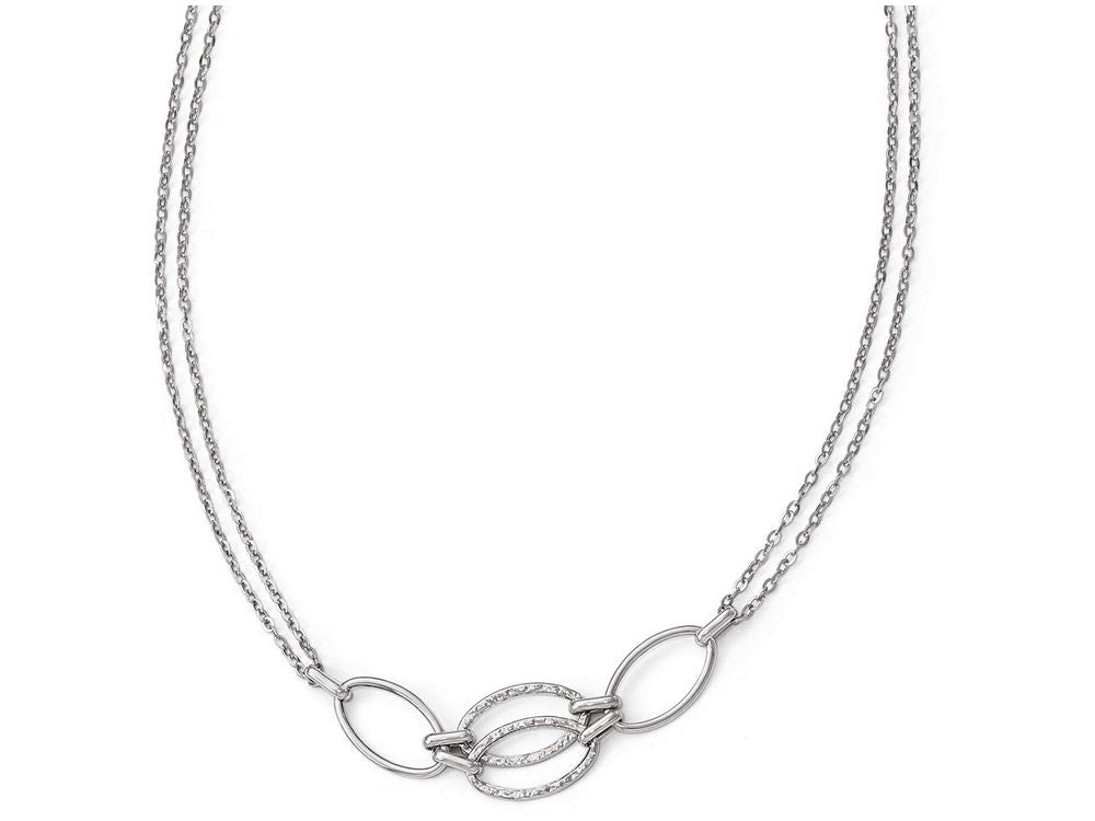 FJC Finejewelers 14k White Gold Polished Double Strand Link Necklace