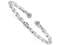 FJC Finejewelers 14k White Gold Polished Textured Hinge Cuff Bangle