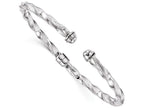 FJC Finejewelers 14k White Gold Polished Textured Hinge Cuff Bangle