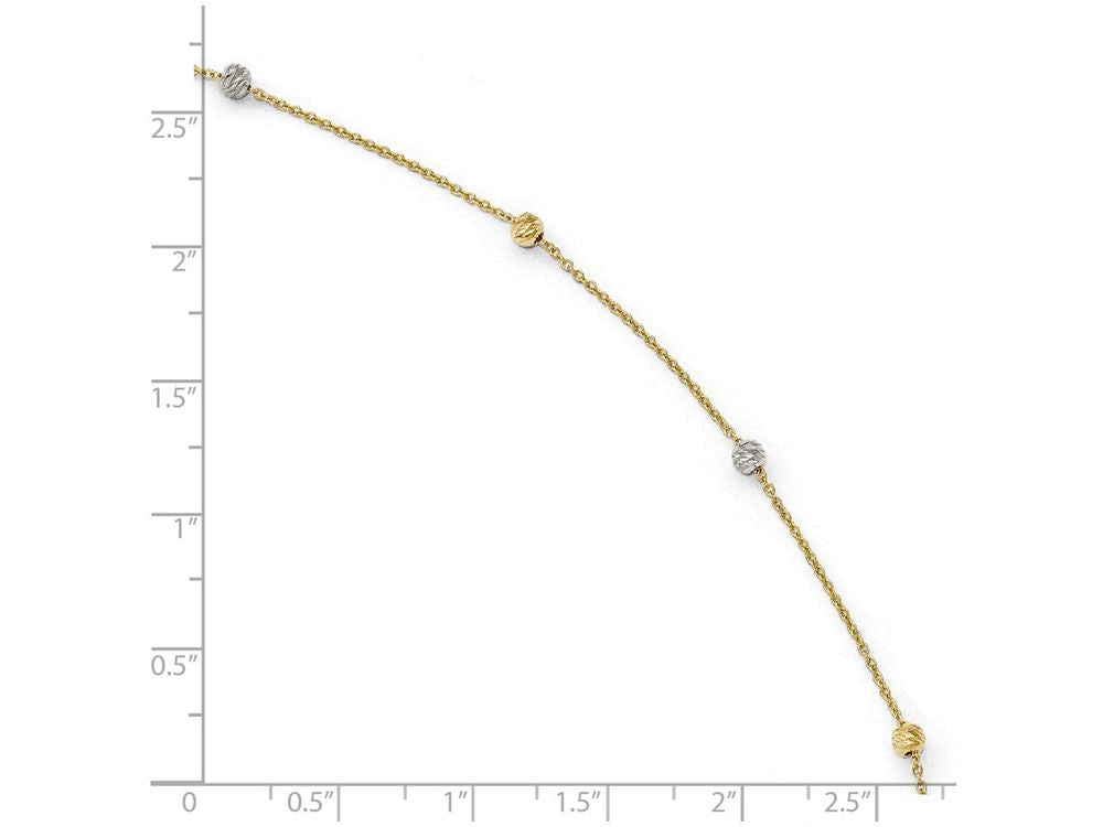 FJC Finejewelers 14 kt Two Tone Gold Polished Bright Cut With 1in Ext. Anklet