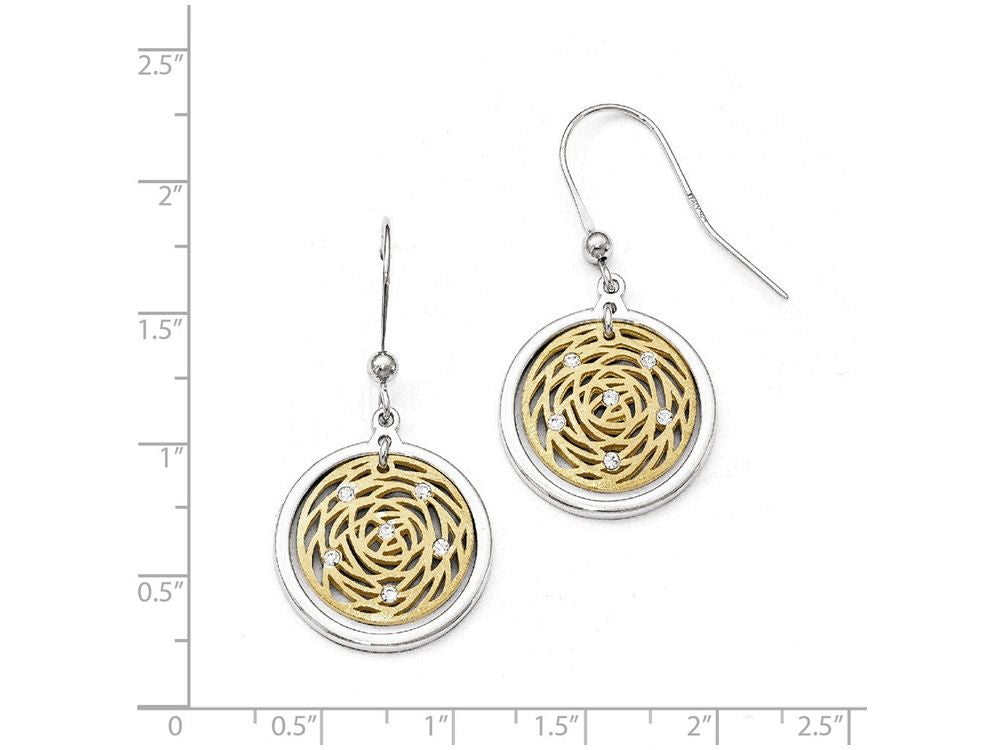 FJC Finejewelers Sterling Silver Gold-tone Scratch-finish Cz Dangle Earrings
