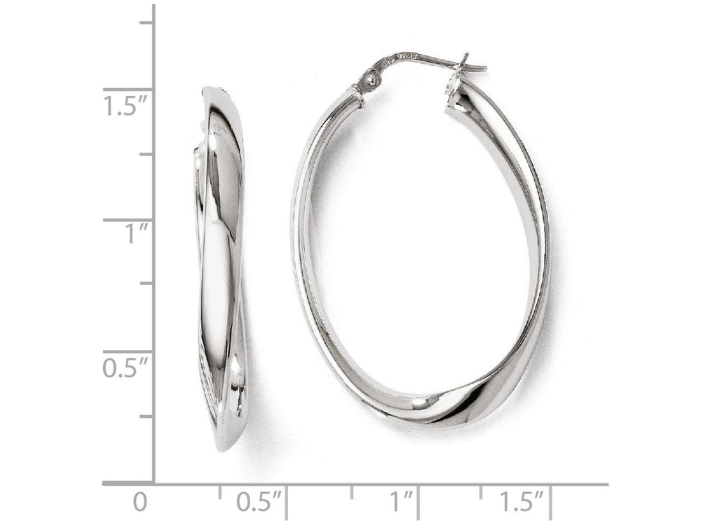 FJC Finejewelers Sterling Silver Polished Twisted Oval Hoop Earrings