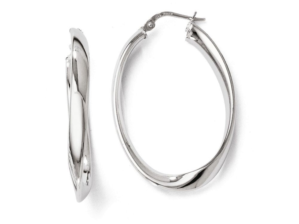 FJC Finejewelers Sterling Silver Polished Twisted Oval Hoop Earrings