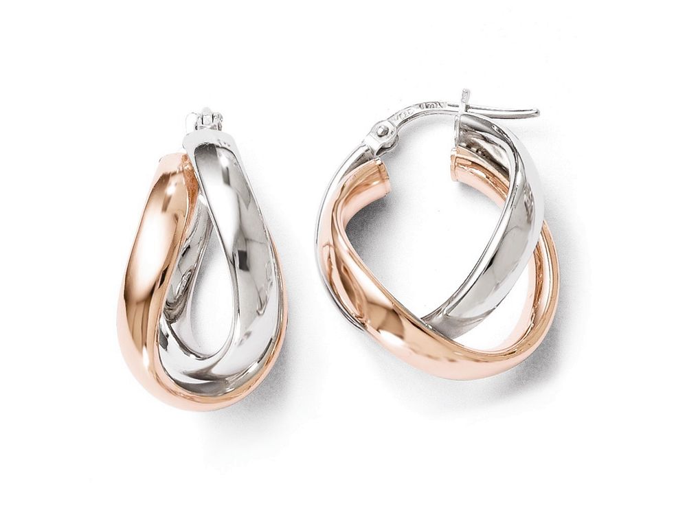 FJC Finejewelers Sterling Silver Rose Plated Double Hoop Earrings