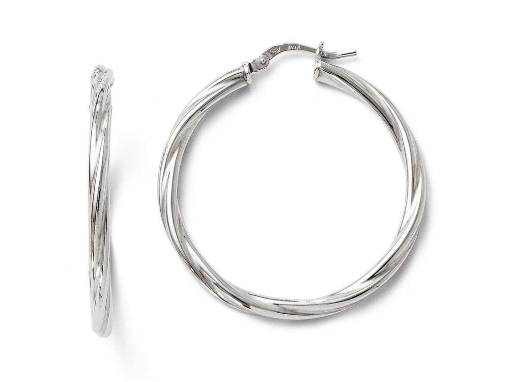 FJC Finejewelers Sterling Silver Polished Twisted Hinged Hoop Earrings