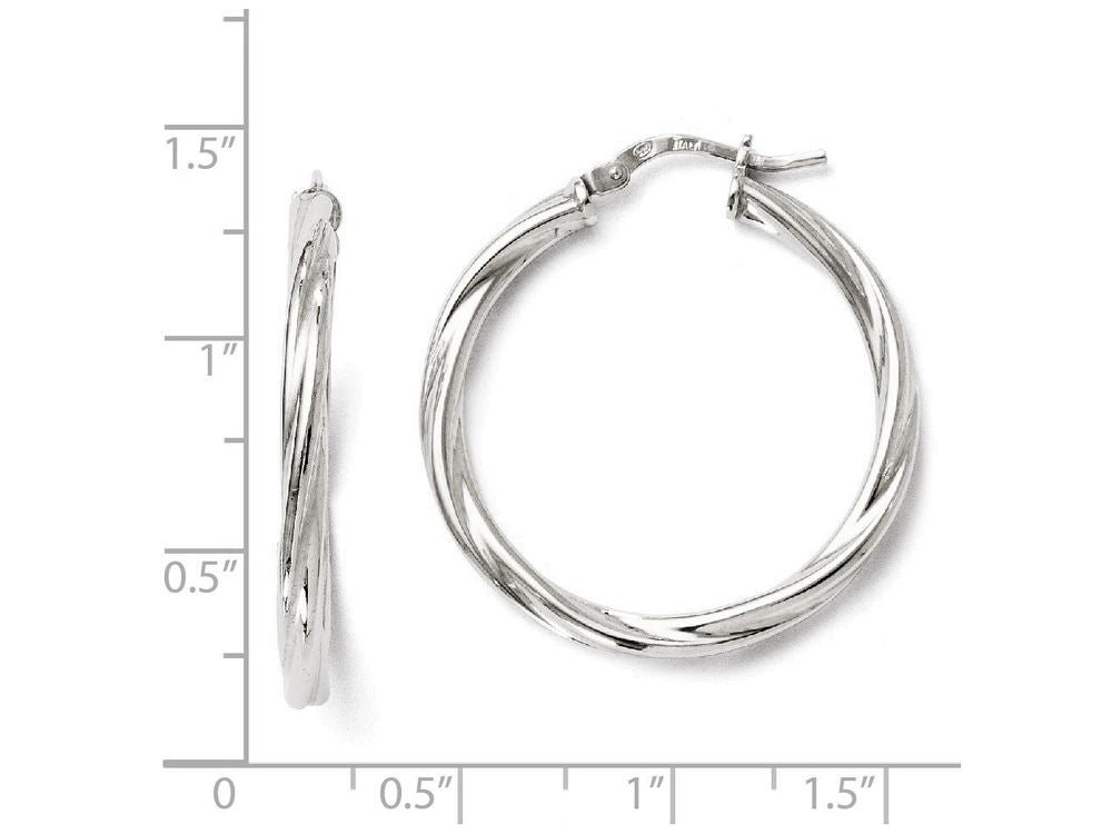 FJC Finejewelers Sterling Silver Polished Twisted Hinged Hoop Earrings