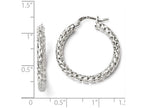 FJC Finejewelers Sterling Silver Polished and Textured Hinged Hoop Earrings