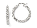 FJC Finejewelers Sterling Silver Polished and Textured Hinged Hoop Earrings
