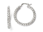 FJC Finejewelers Sterling Silver Polished and Textured Hinged Hoop Earrings