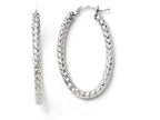 FJC Finejewelers Sterling Silver Polished andtextured Oval Hinged Hoop Earrings