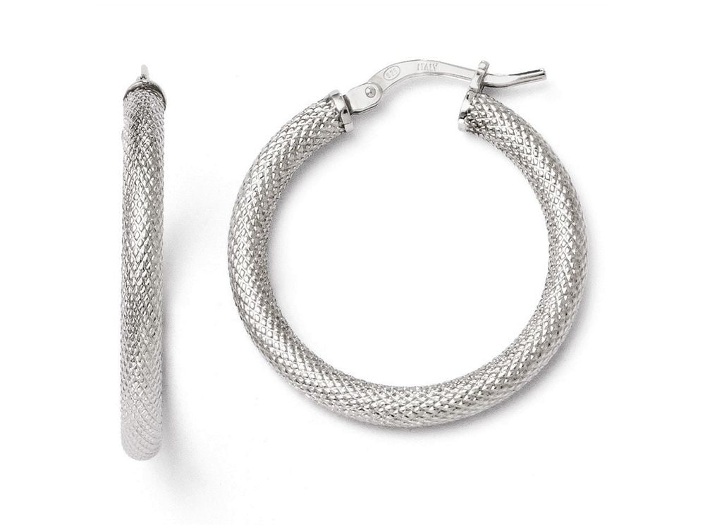 FJC Finejewelers Sterling Silver Textured Hinged Hoop Earrings