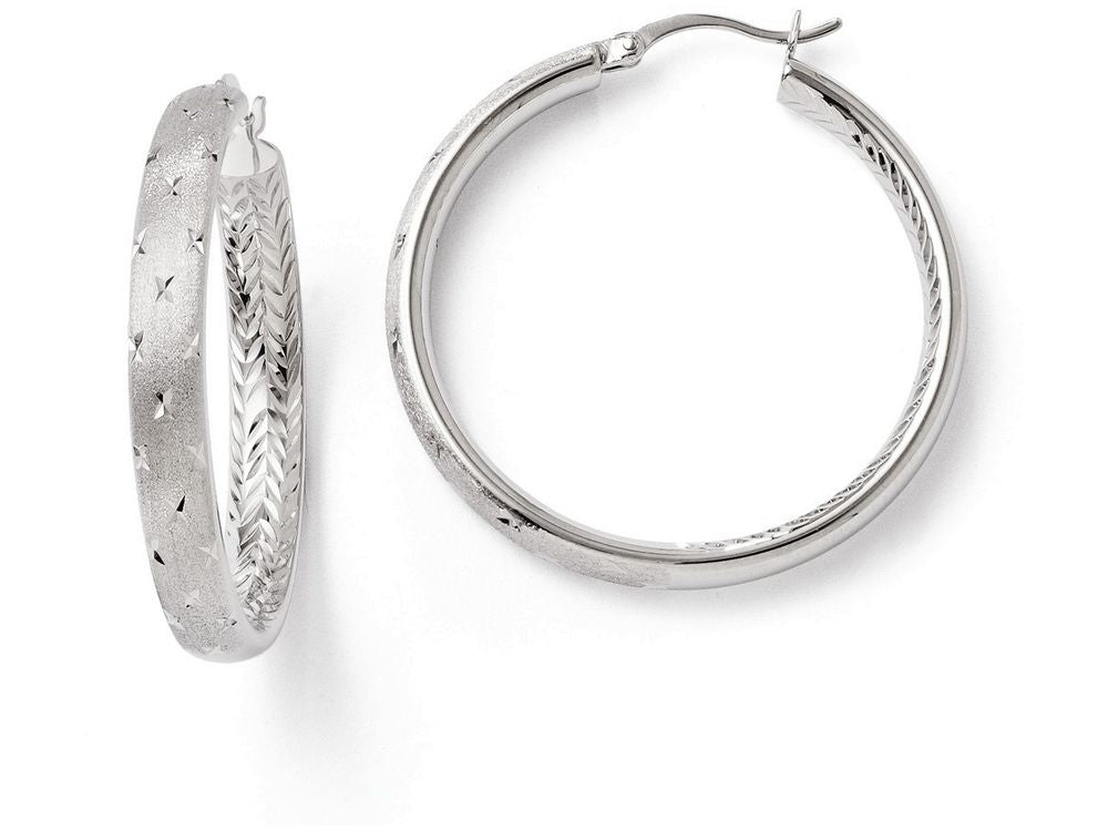 FJC Finejewelers Sterling Silver Rhodium In/out Bright Cut Earrings