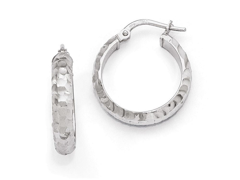 FJC Finejewelers Sterling Silver Radiant Essence Rhodium-plated Hinged Hoop Earrings