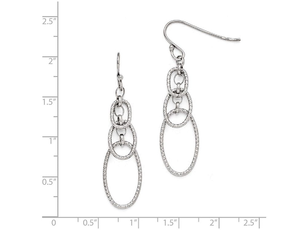 FJC Finejewelers Sterling Silver Textured Dangle Shepherd Hook Earrings