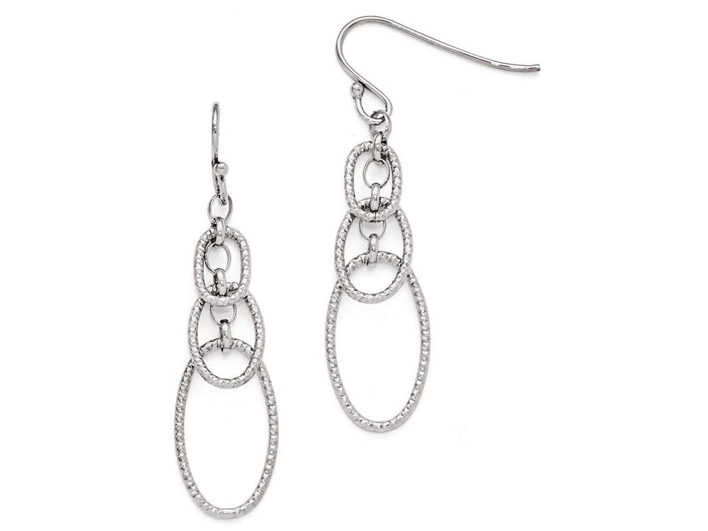 FJC Finejewelers Sterling Silver Textured Dangle Shepherd Hook Earrings