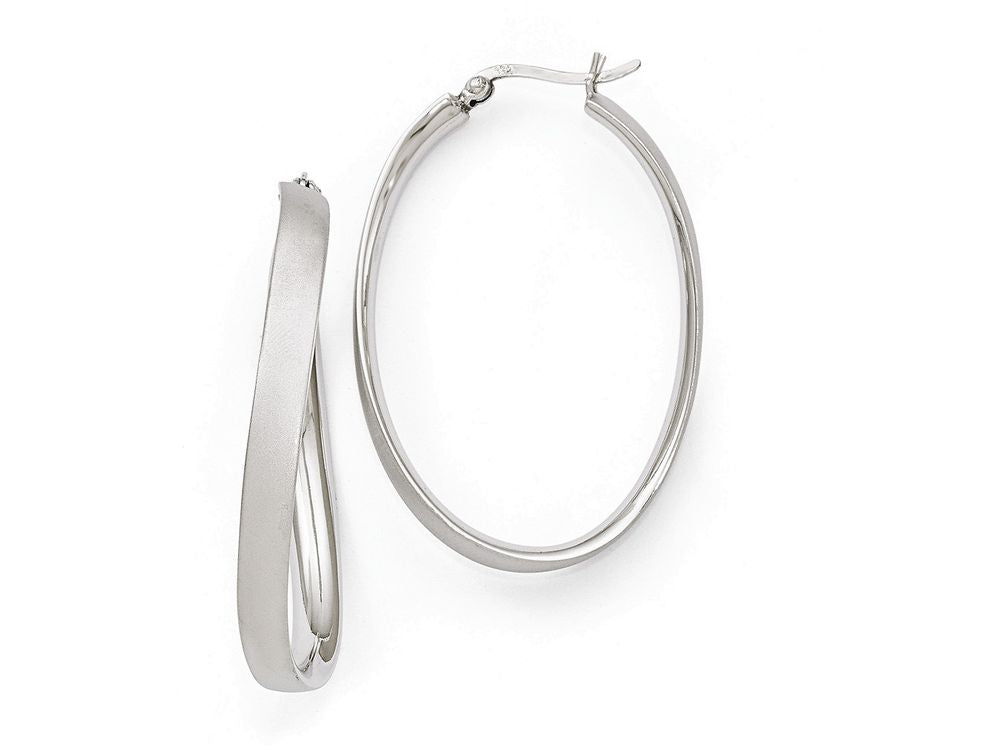 FJC Finejewelers Sterling Silver Rhodium-plated Satin Oval Hoop Earrings