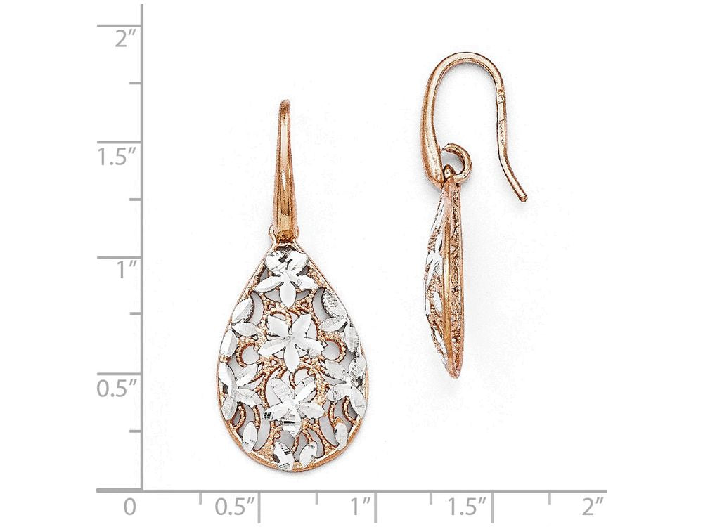 FJC Finejewelers Sterling Silver Rose Gold-toned Polished Textured Earrings