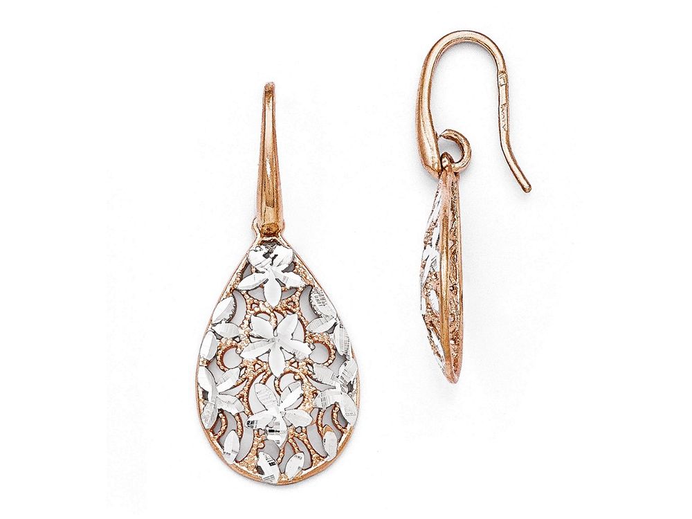 FJC Finejewelers Sterling Silver Rose Gold-toned Polished Textured Earrings