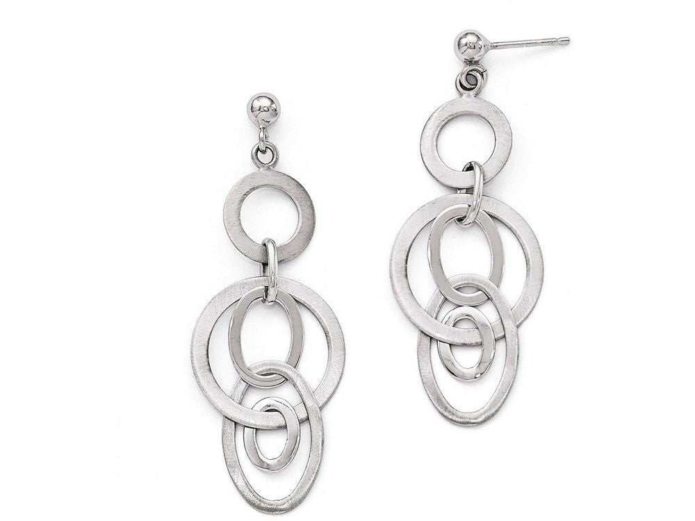 FJC Finejewelers Sterling Silver Polished And Brushed Dangle Earrings
