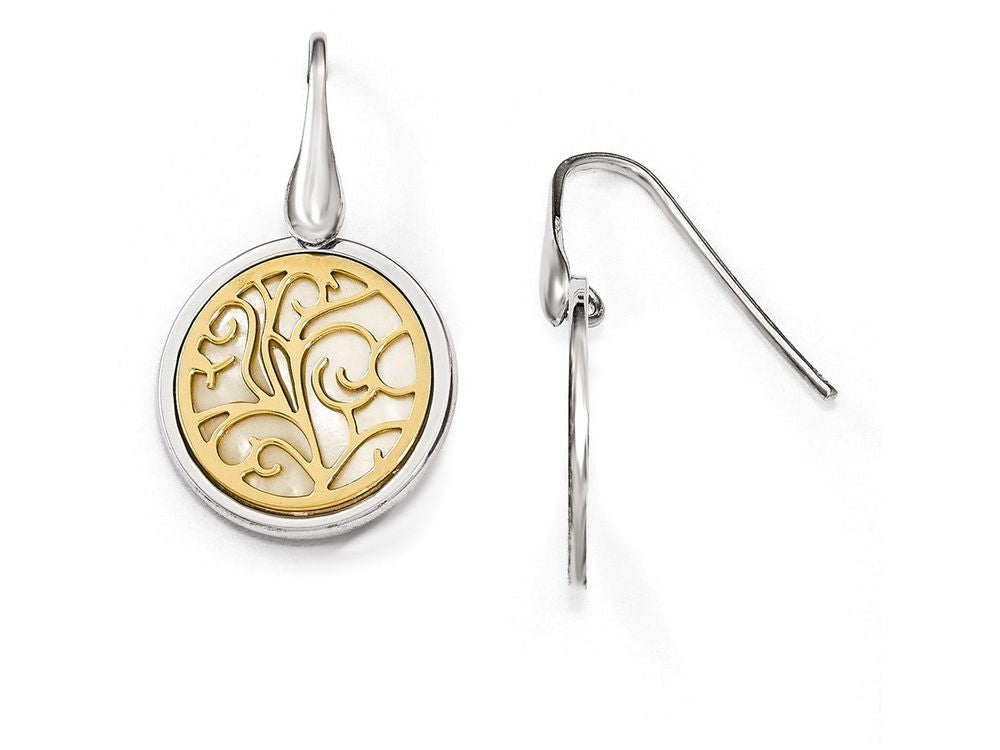 FJC Finejewelers Sterling Silver Gold-tone Mother Of Pearl Dangle Earrings