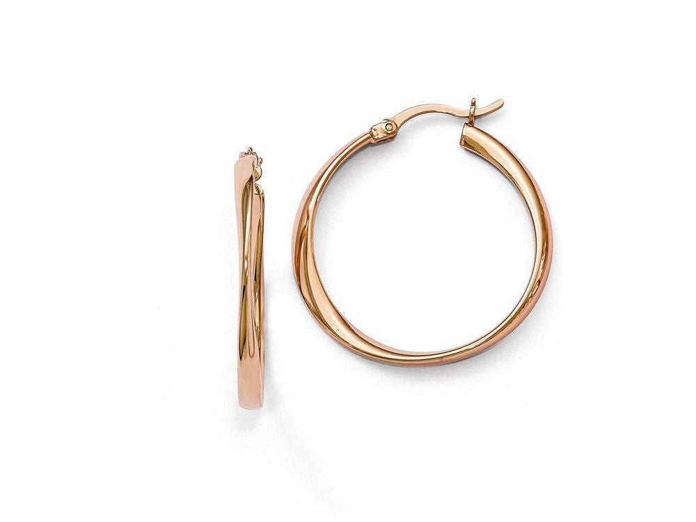FJC Finejewelers Sterling Silver Rose Plated Polished Hoop Earrings