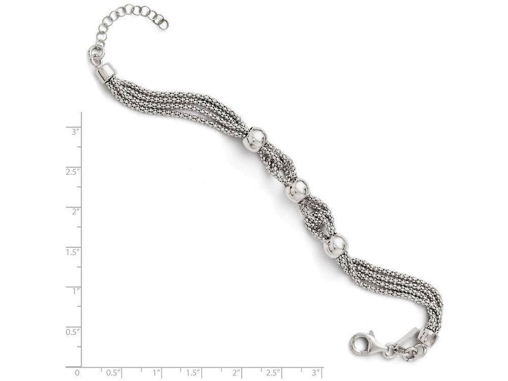 FJC Finejewelers Sterling Silver Polished 4 Strand Beaded Bracelet W/1in Ext