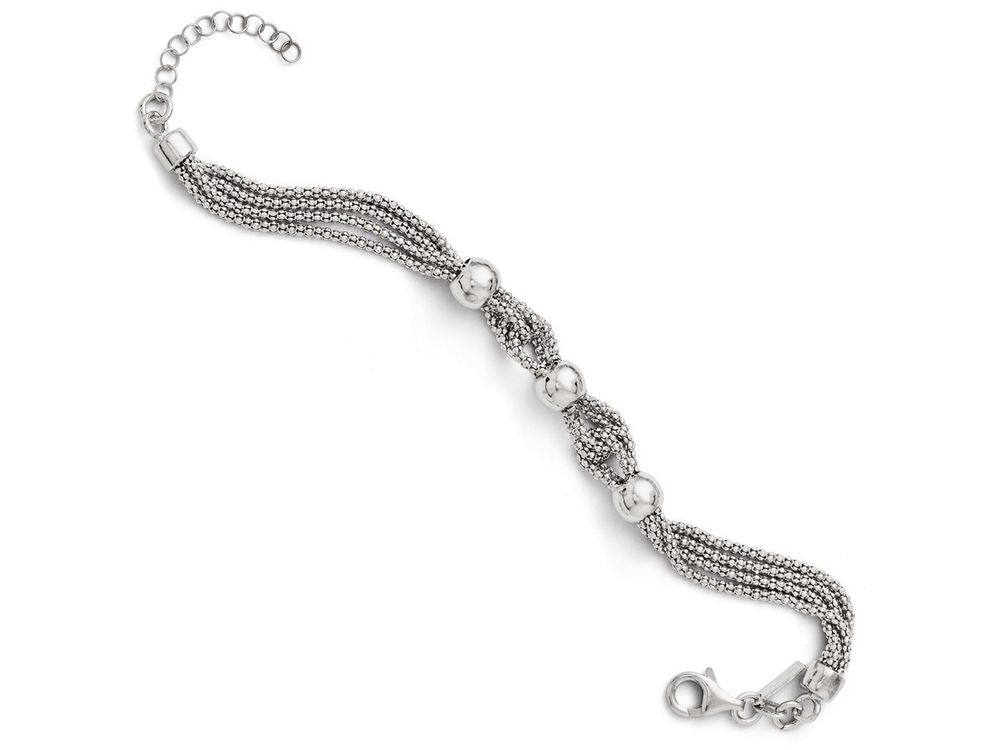 FJC Finejewelers Sterling Silver Polished 4 Strand Beaded Bracelet W/1in Ext