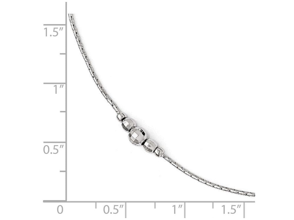 FJC Finejewelers Sterling Silver Polished Anklet W/1in Ext With All Silver Beads