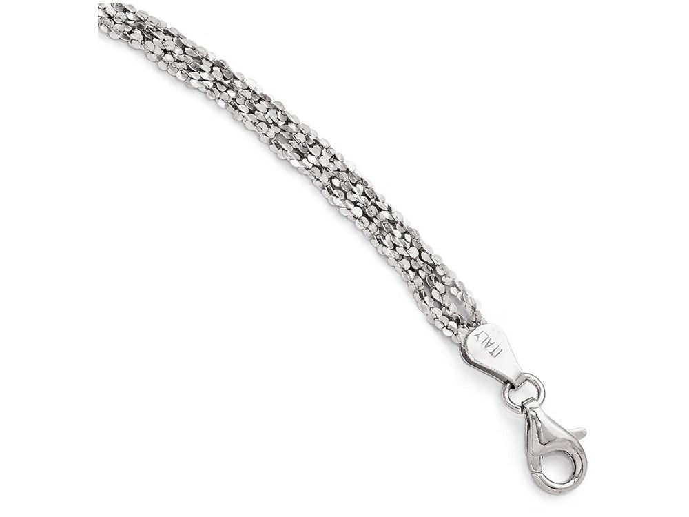 FJC Finejewelers Sterling Silver Textured Three Strand Anklet W/1in Ext