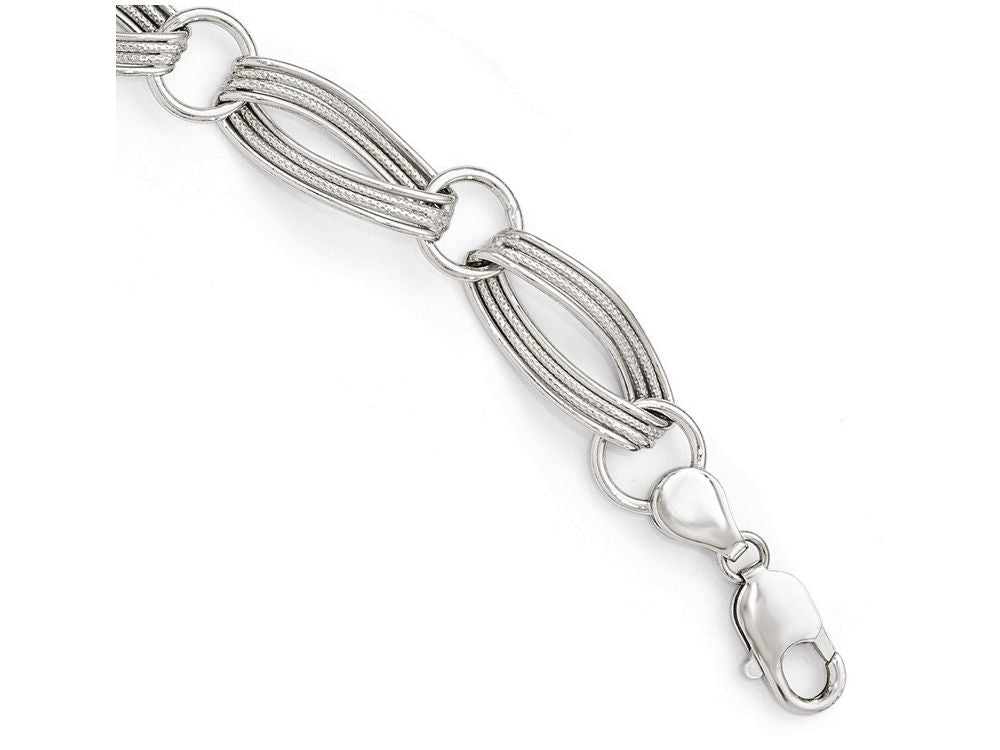 FJC Finejewelers Sterling Silver Polished And Textured Link Bracelet