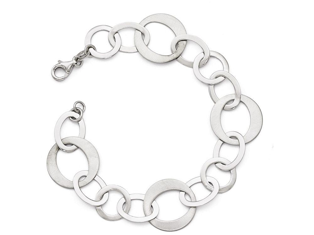 FJC Finejewelers Sterling Silver Polished And Brushed Link Bracelet