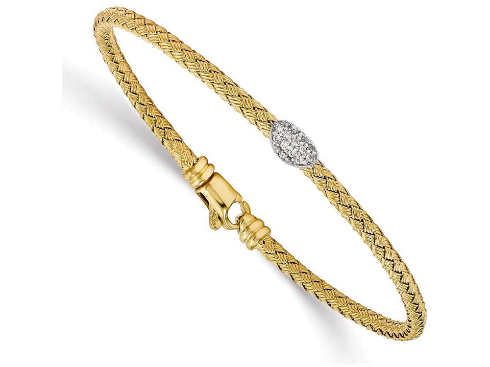FJC Finejewelers Sterling Silver Gold-tone Cz Woven Bracelet