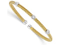FJC Finejewelers Sterling Silver Yellow Rhodium Cz Woven Flexible Cuff