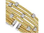 FJC Finejewelers Sterling Silver Gold-tone Cz Woven Flexible Cuff