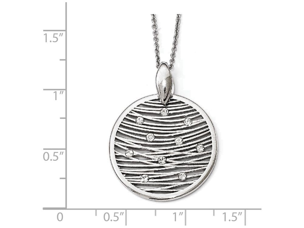 FJC Finejewelers Sterling Silver Polished Preciosa Crystal Pendant Necklace