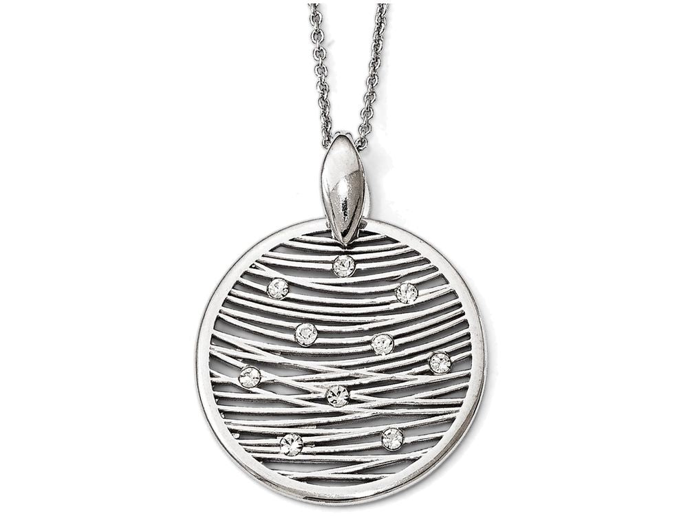 FJC Finejewelers Sterling Silver Polished Preciosa Crystal Pendant Necklace