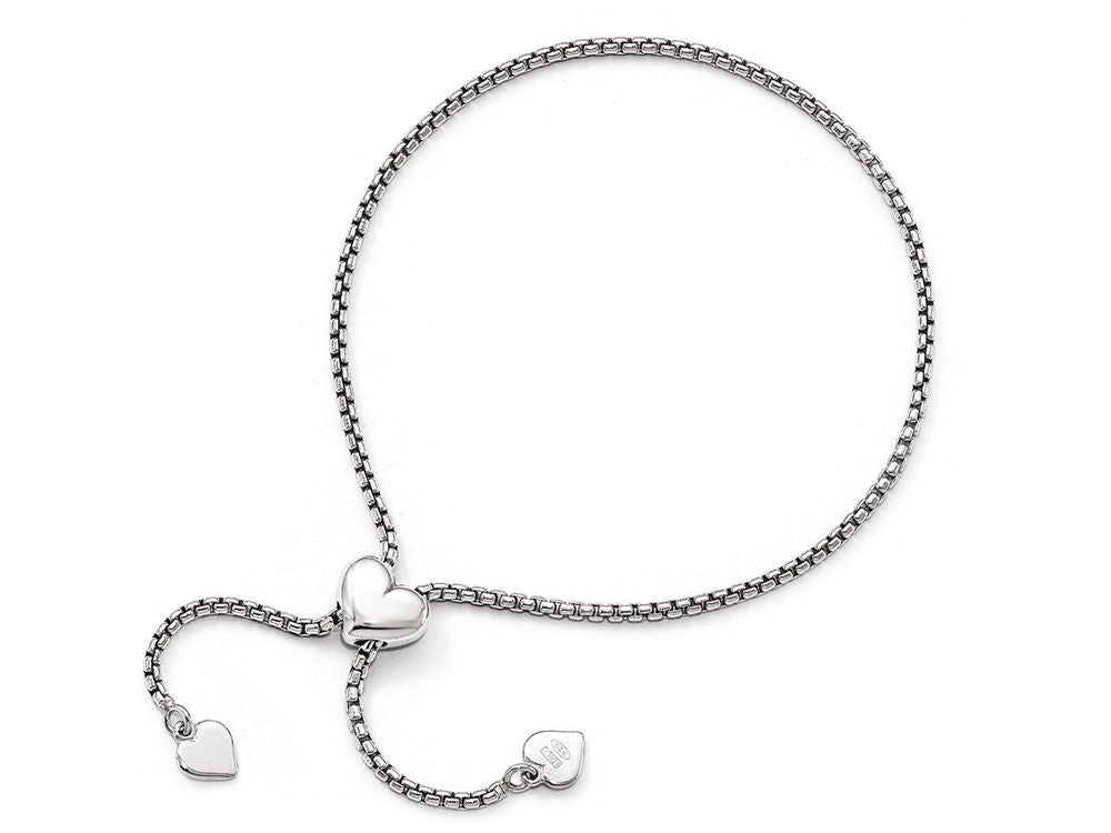 FJC Finejewelers Sterling Silver Round Rectangle Box Heart Adjustable Bracelet