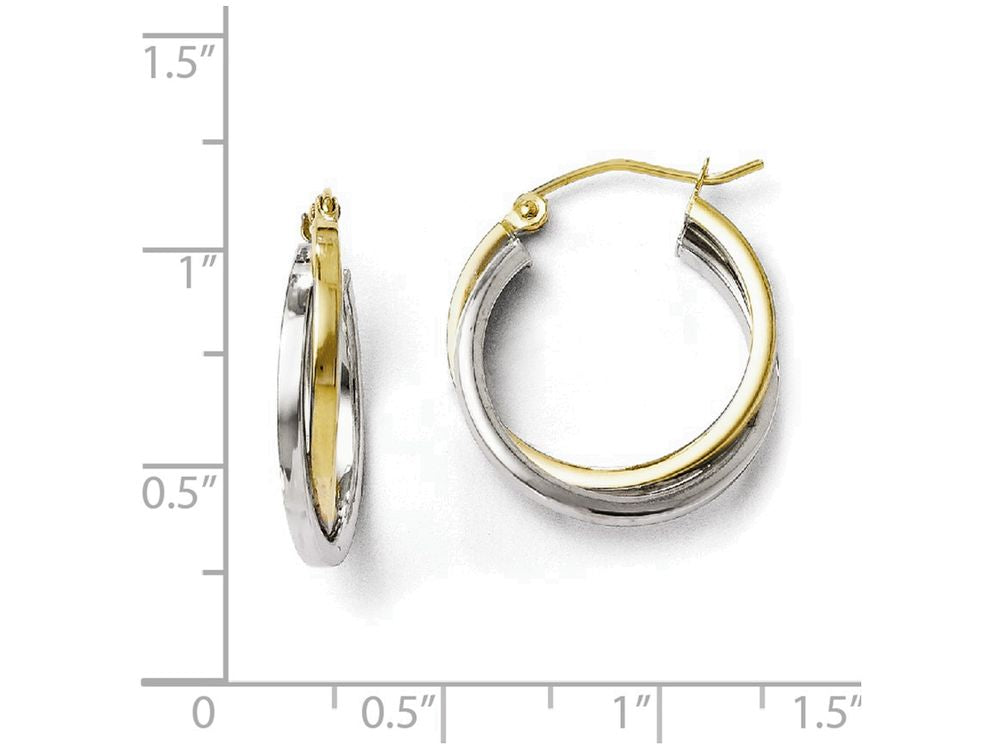 FJC Finejewelers 10k Two-tone Polished Hinged Hoop Earrings