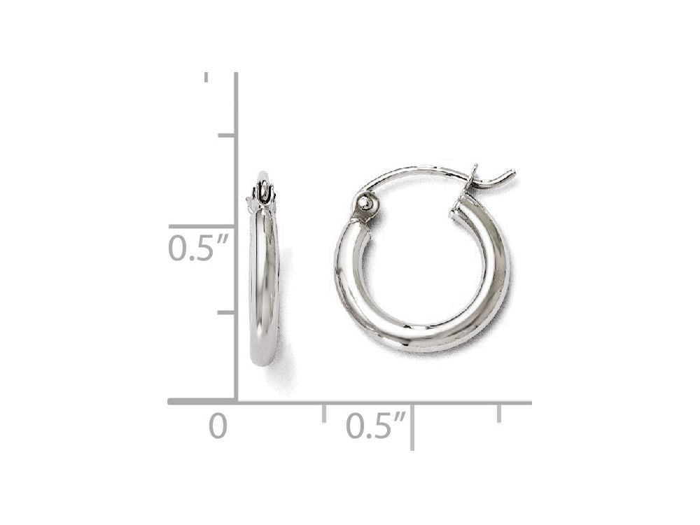 FJC Finejewelers 10k White Gold Polished Hinged Hoop Earrings