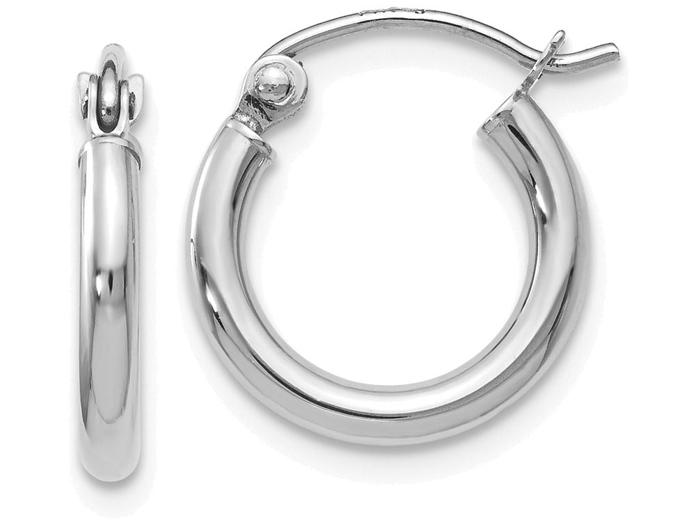 FJC Finejewelers 10k White Gold Polished Hinged Hoop Earrings