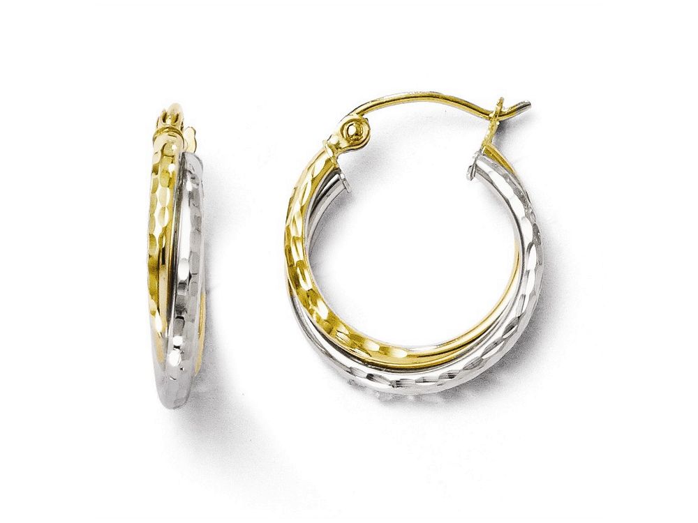 FJC Finejewelers 10k Two-tone Bright Cut Hinged Hoop Earrings