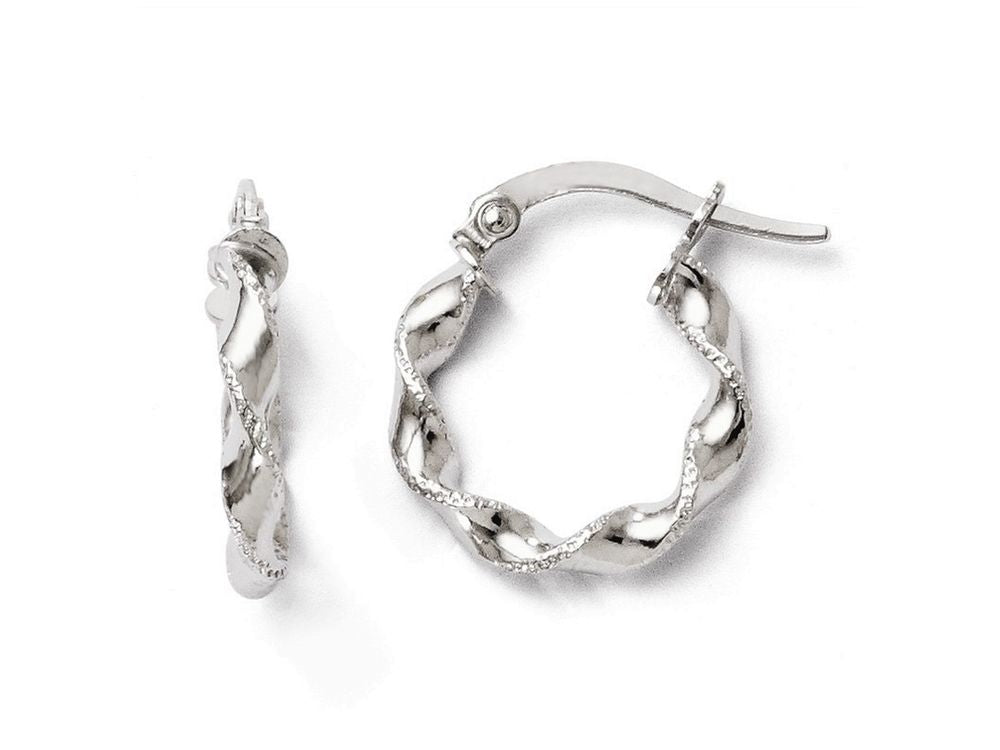 FJC Finejewelers 10k White Gold Polished Twisted Hinged Hoop Earrings