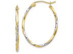 FJC Finejewelers 10k W/ Rhodium Oval Hinged Hoop Earrings