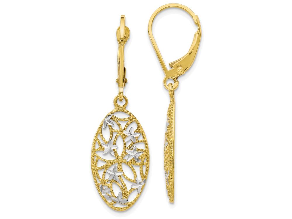 FJC Finejewelers 10k W/ Rhodium Bright Cut Leverback Dangle Earrings