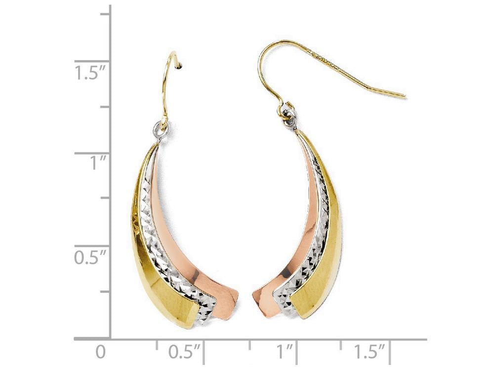 FJC Finejewelers 10k Tri-color Polished And Bright Cut Dangle Earrings