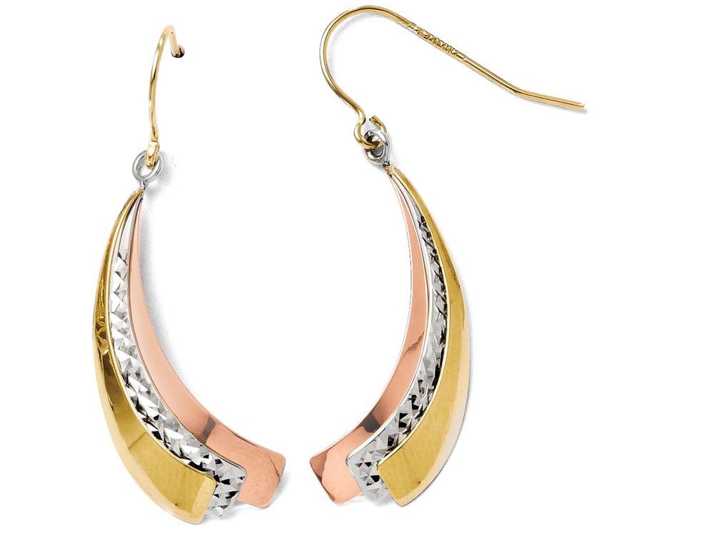 FJC Finejewelers 10k Tri-color Polished And Bright Cut Dangle Earrings
