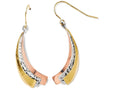 FJC Finejewelers 10k Tri-color Polished And Bright Cut Dangle Earrings