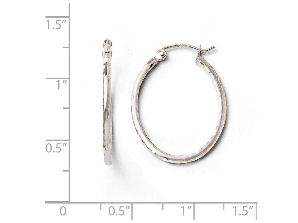 FJC Finejewelers 10k White Gold Bright Cut Hinged Hoop Earrings