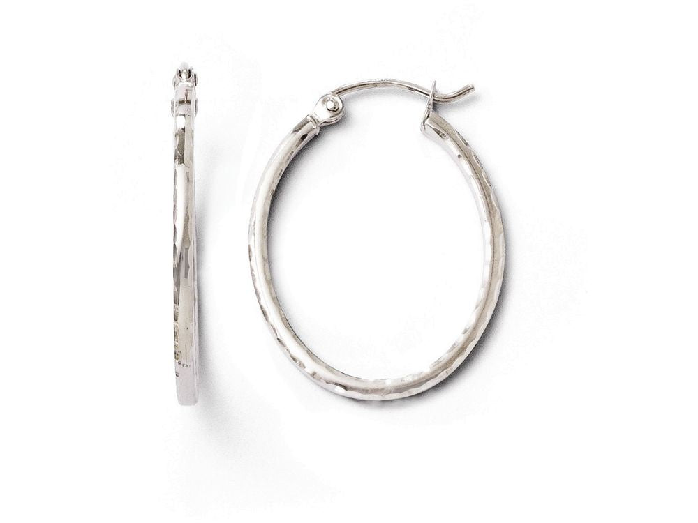 FJC Finejewelers 10k White Gold Bright Cut Hinged Hoop Earrings